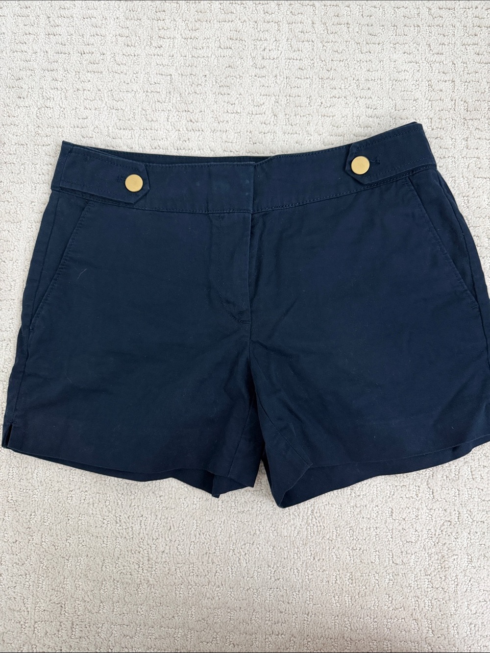 LOFT Navy Shorts with Gold Button Details